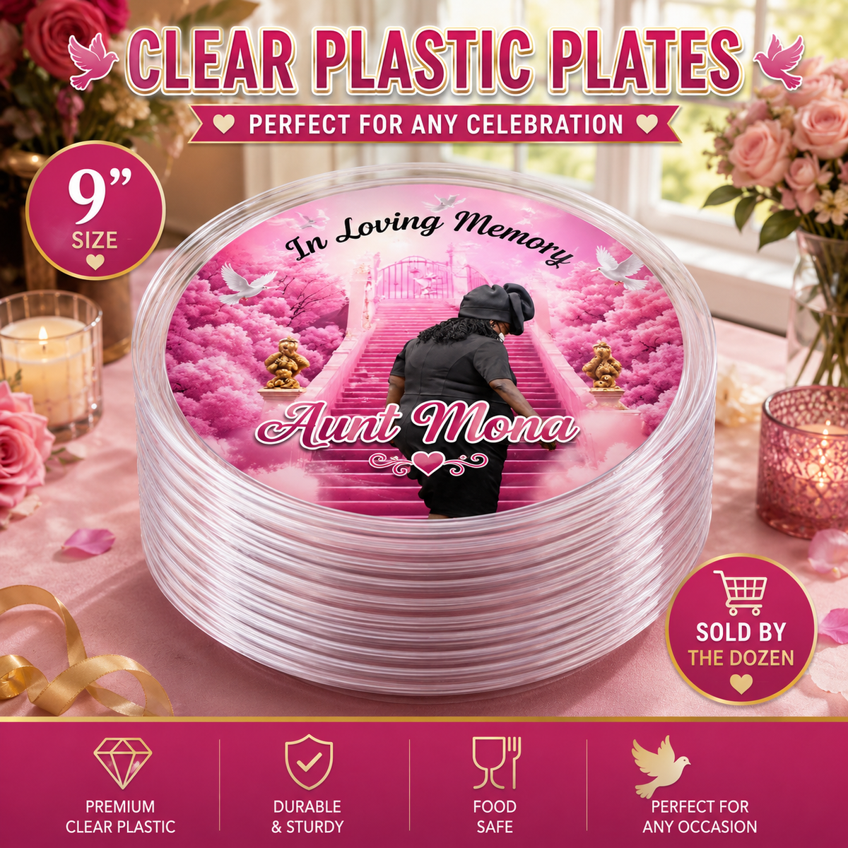Custom Clear Plastic Party Plates (Wholesale)