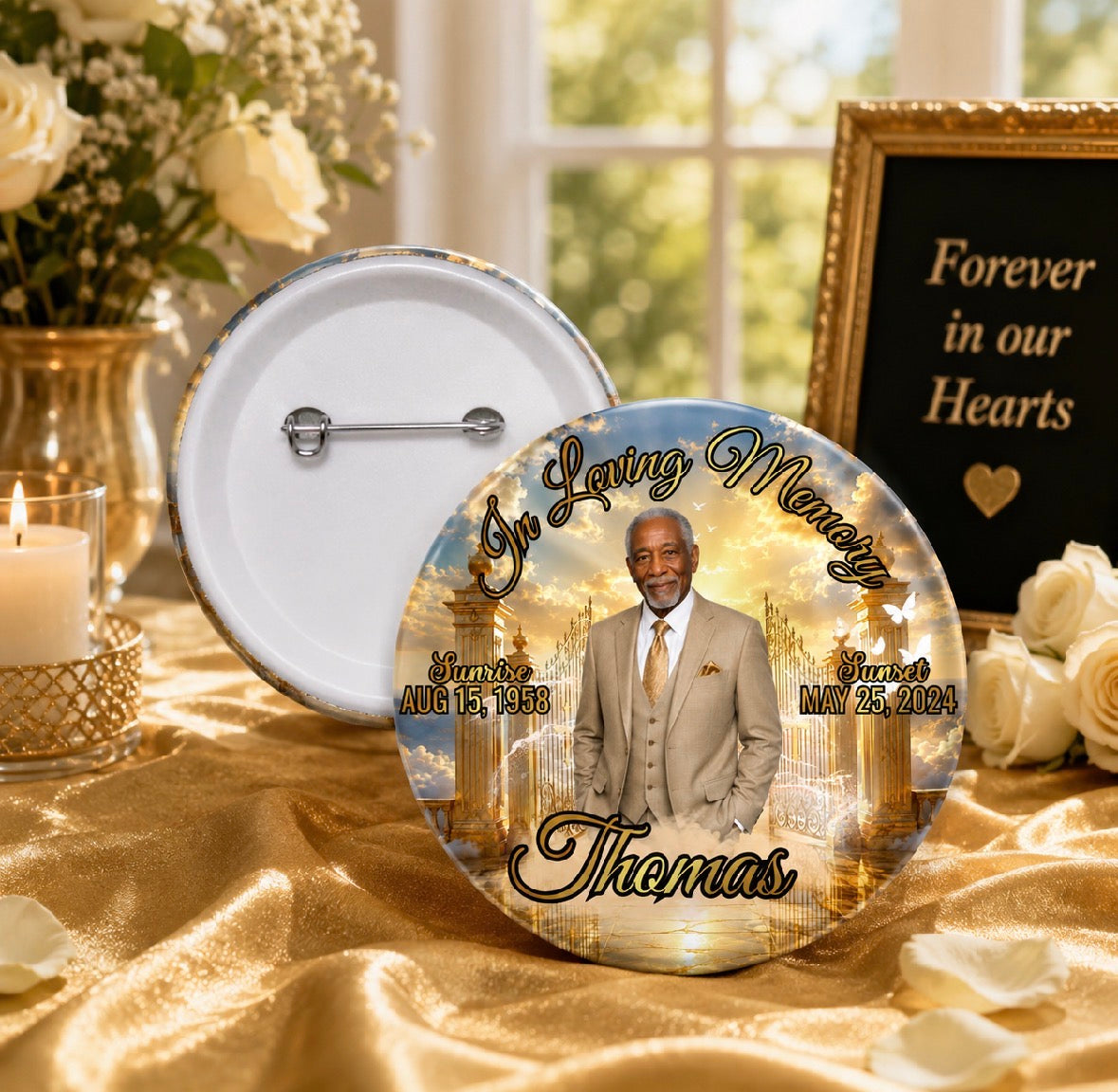Custom Memorial Photo Buttons (Wholesale)