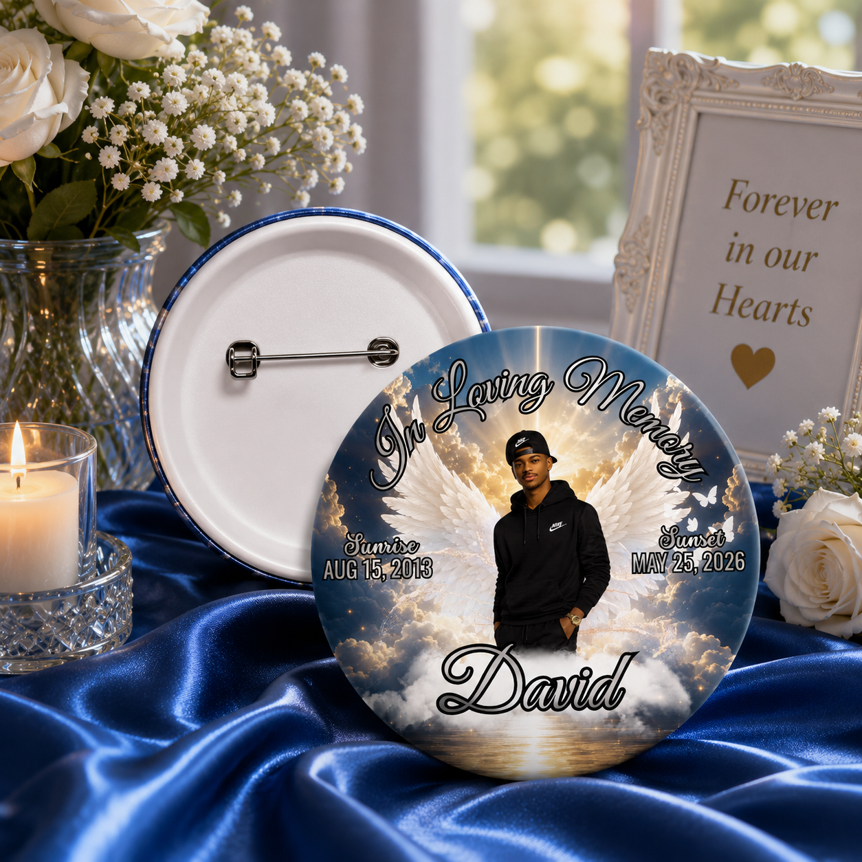 Custom Memorial Photo Button Pins