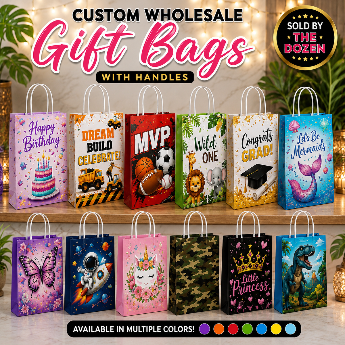 Custom Party Gift Bags with handles (Wholesale)