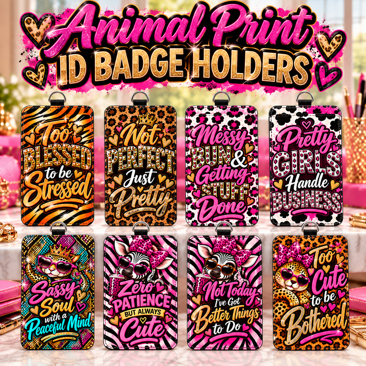 Animal Print ID Badge Holders