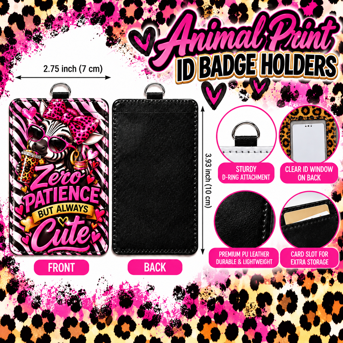 Animal Print ID Badge Holders