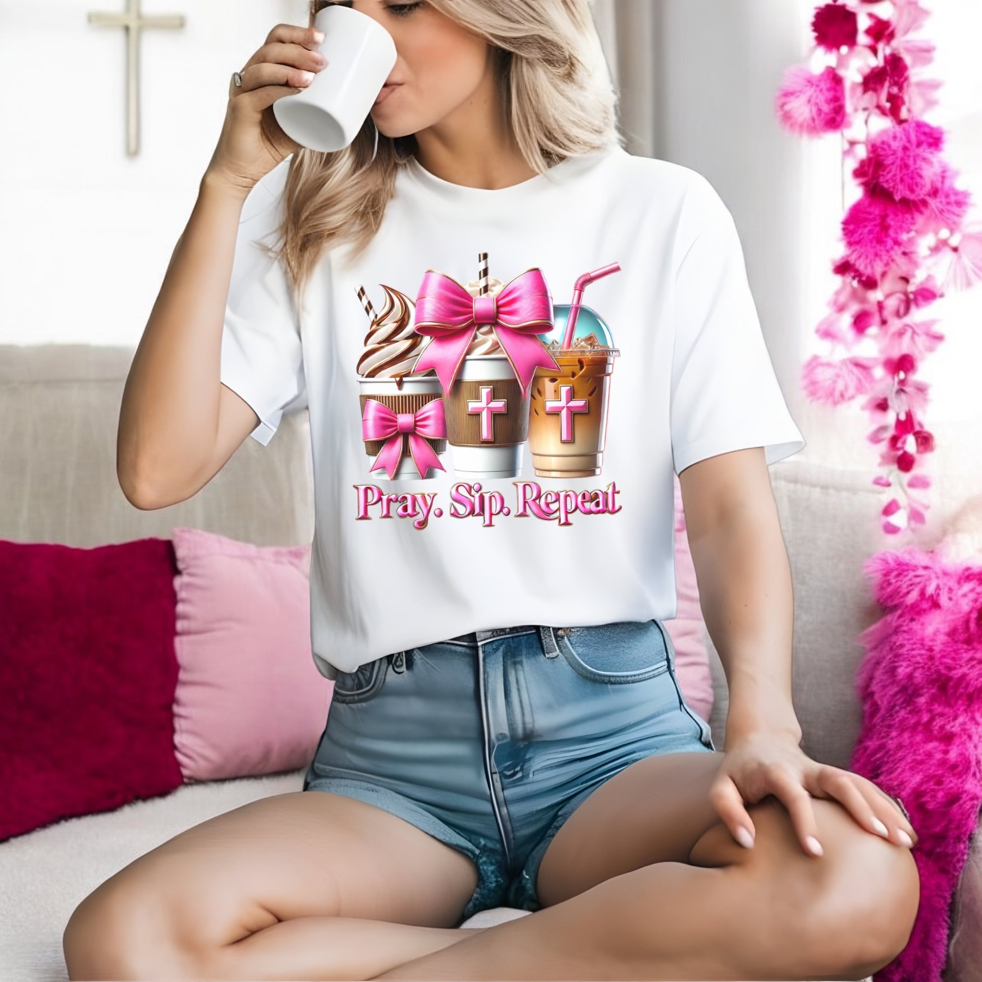 Pray. Sip. Repeat. Tshirts