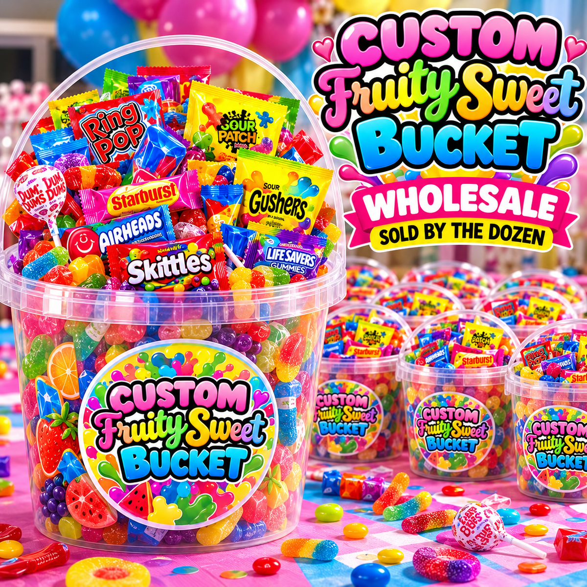 Custom Fruity Sweet Buckets (Wholesale)