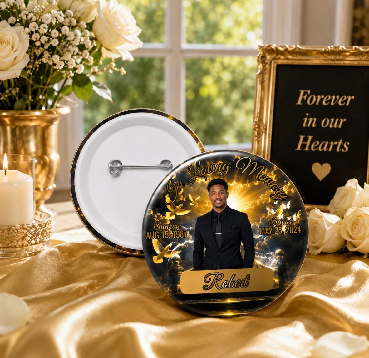 Custom Memorial Photo Buttons (Wholesale)