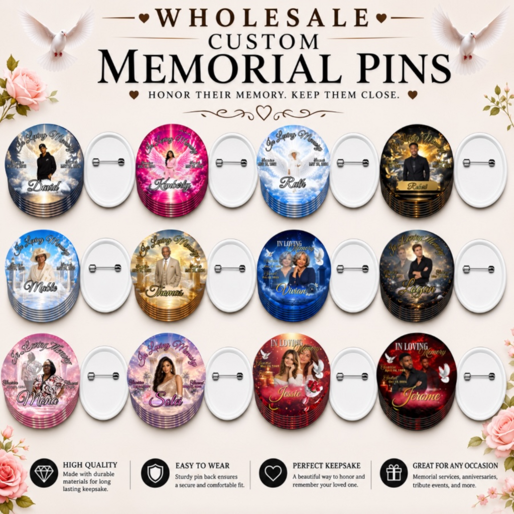 Custom Memorial Photo Buttons (Wholesale)