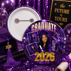Custom Graduation Photo Buttons Pins