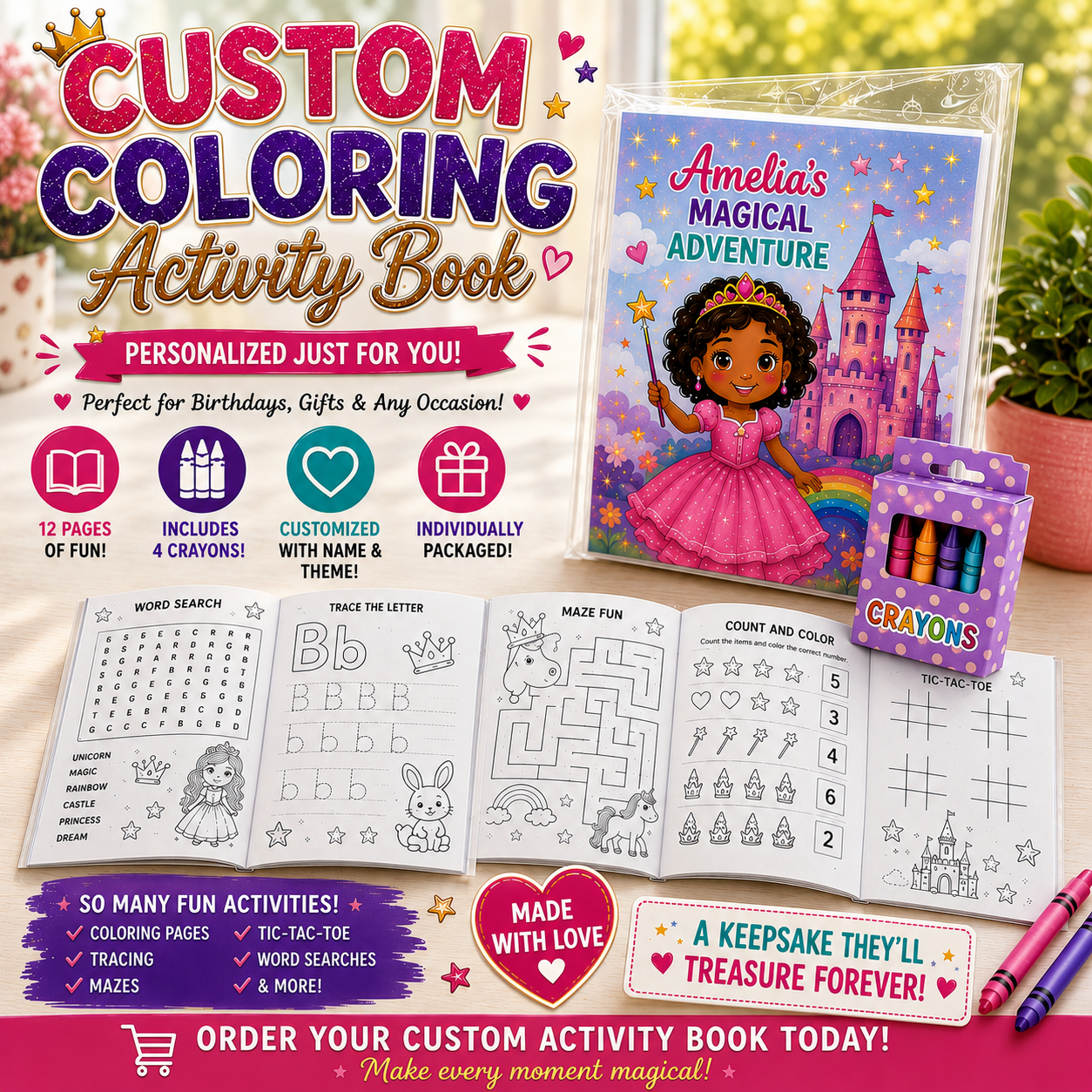 Custom Coloring Activity Book (Single)