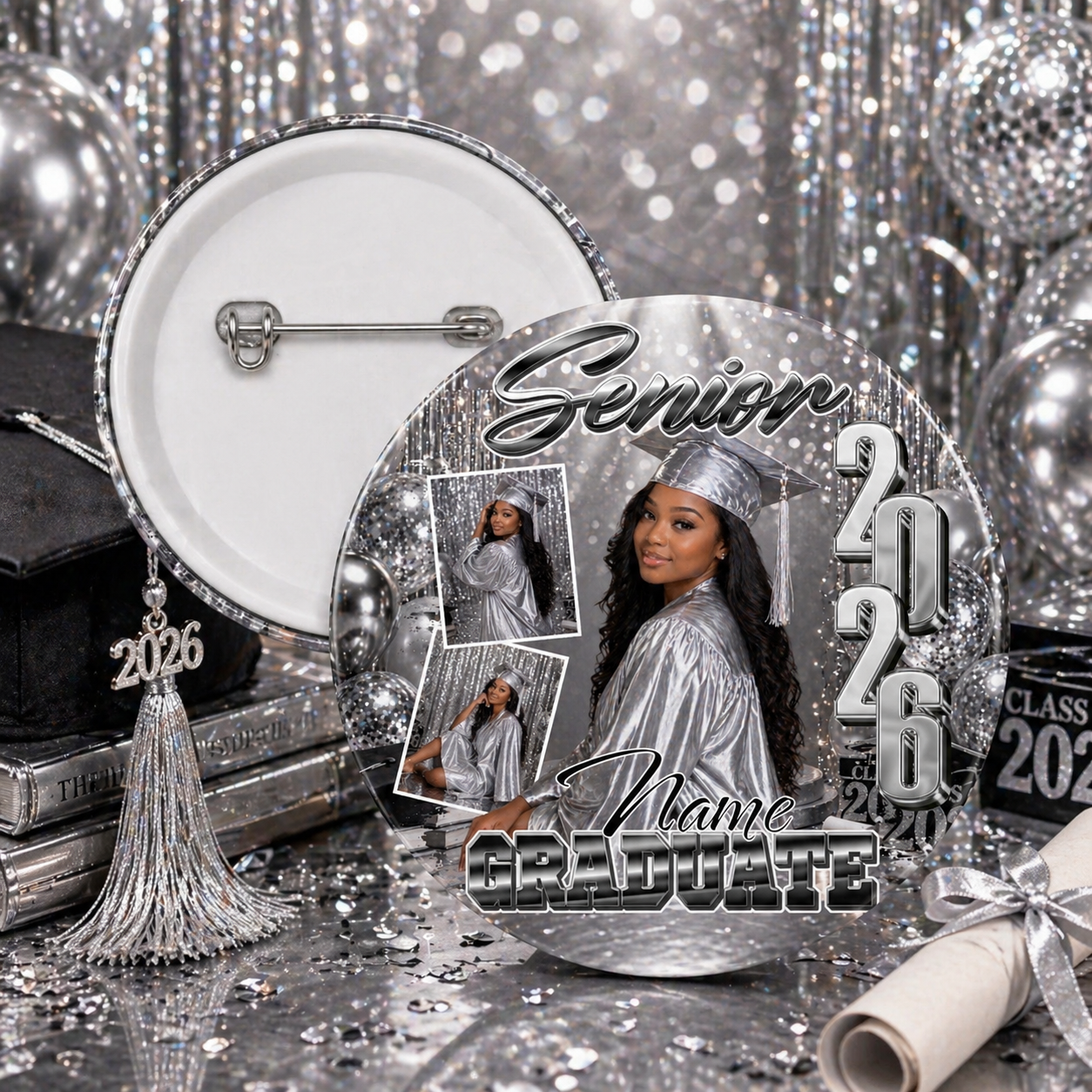 Custom Graduation Photo Buttons Pins