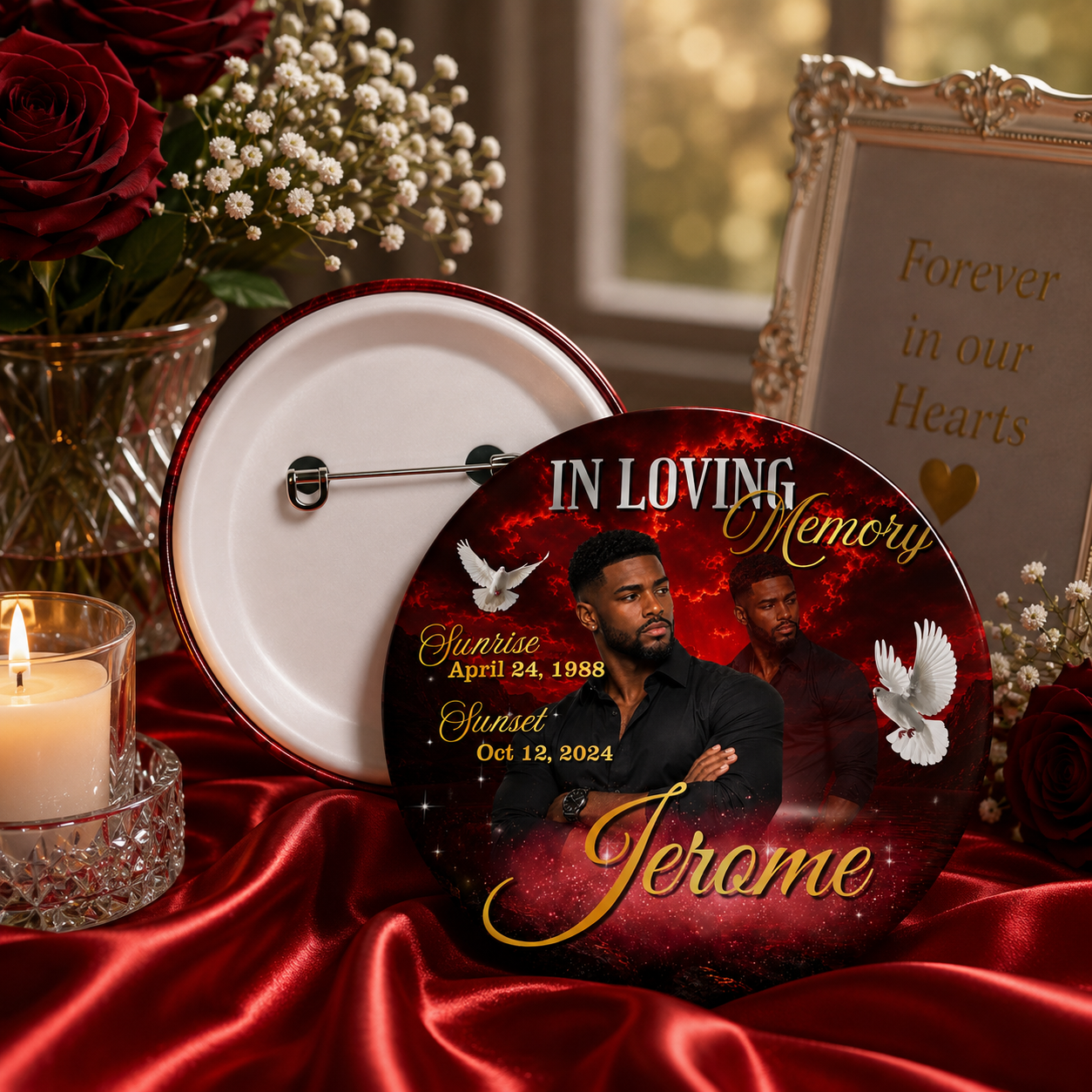 Custom Memorial Photo Button Pins