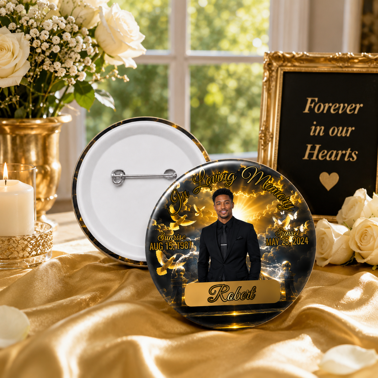Custom Memorial Photo Button Pins