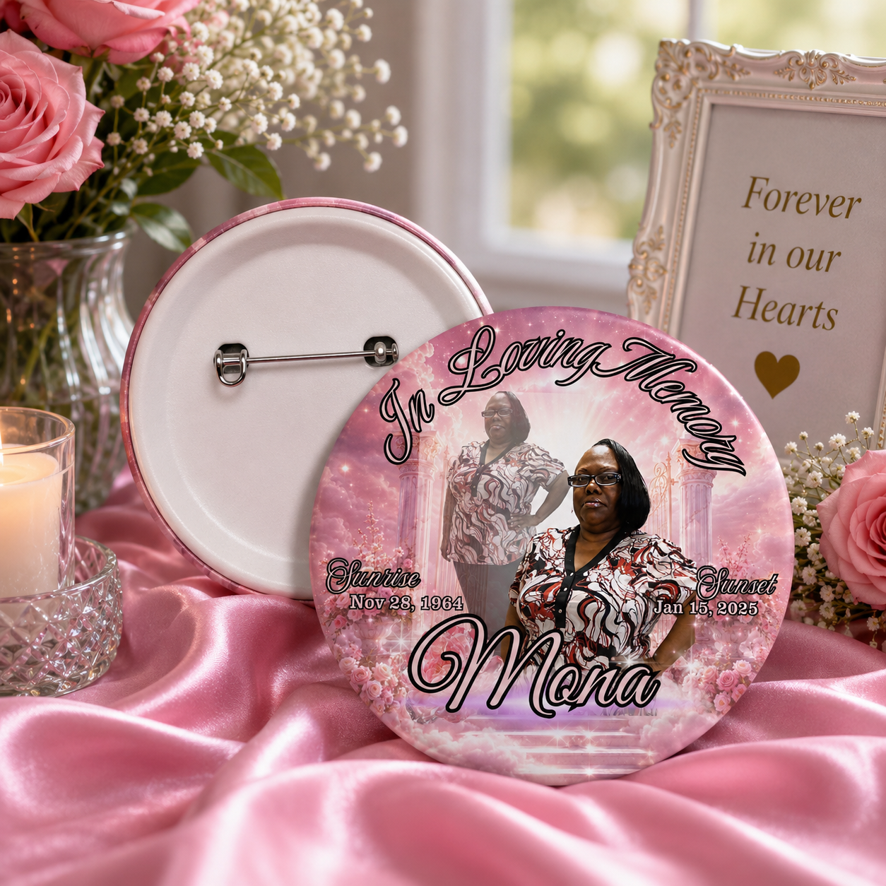 Custom Memorial Photo Button Pins