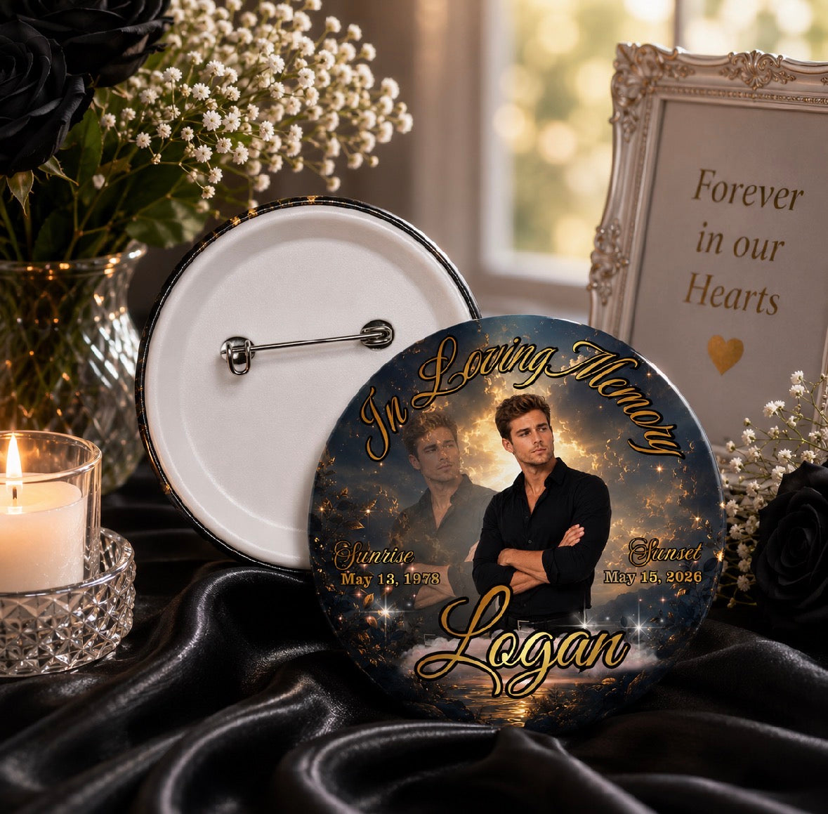 Custom Memorial Photo Buttons (Wholesale)