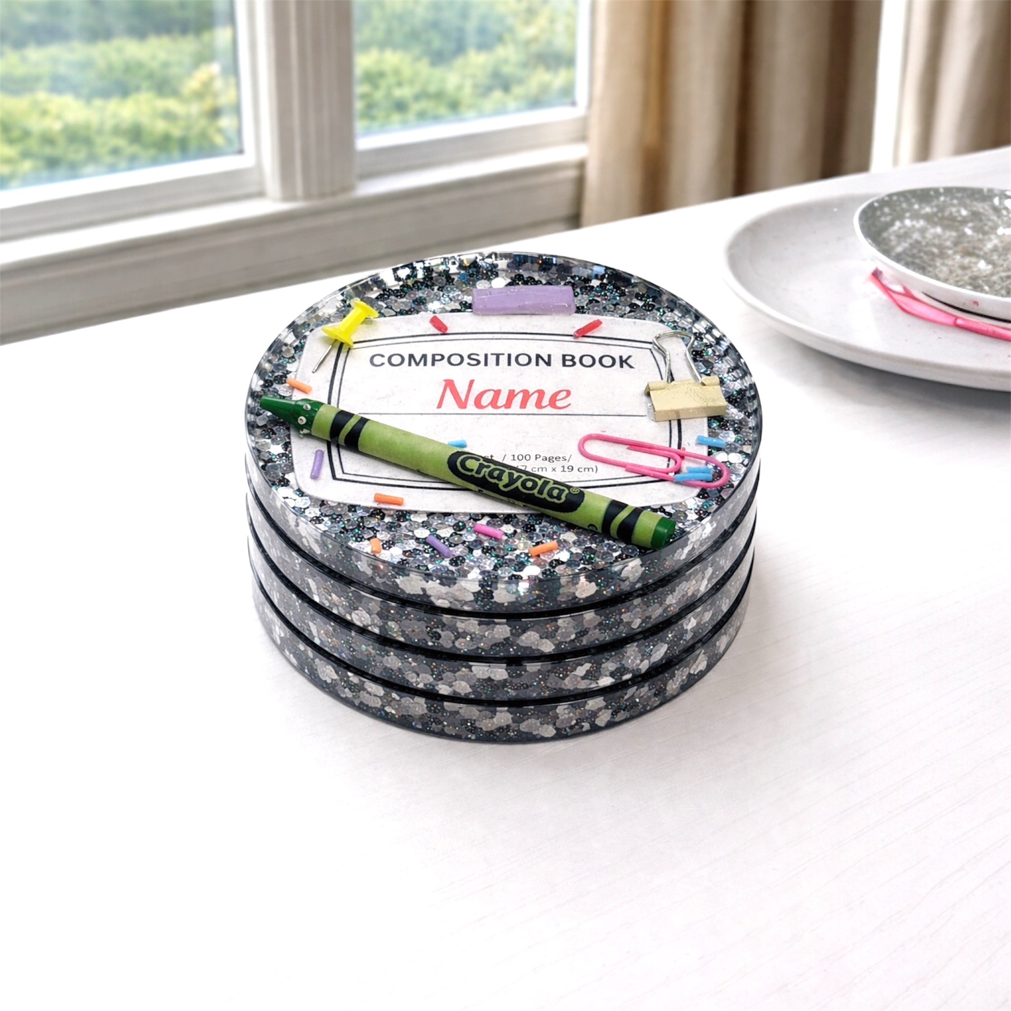 Custom Teacher Composition Epoxy Coasters