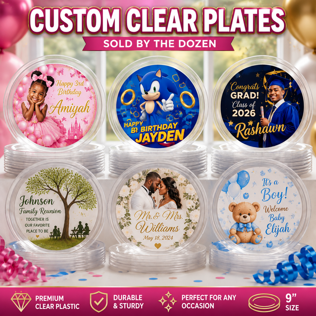 Custom Clear Plastic Party Plates (Wholesale)