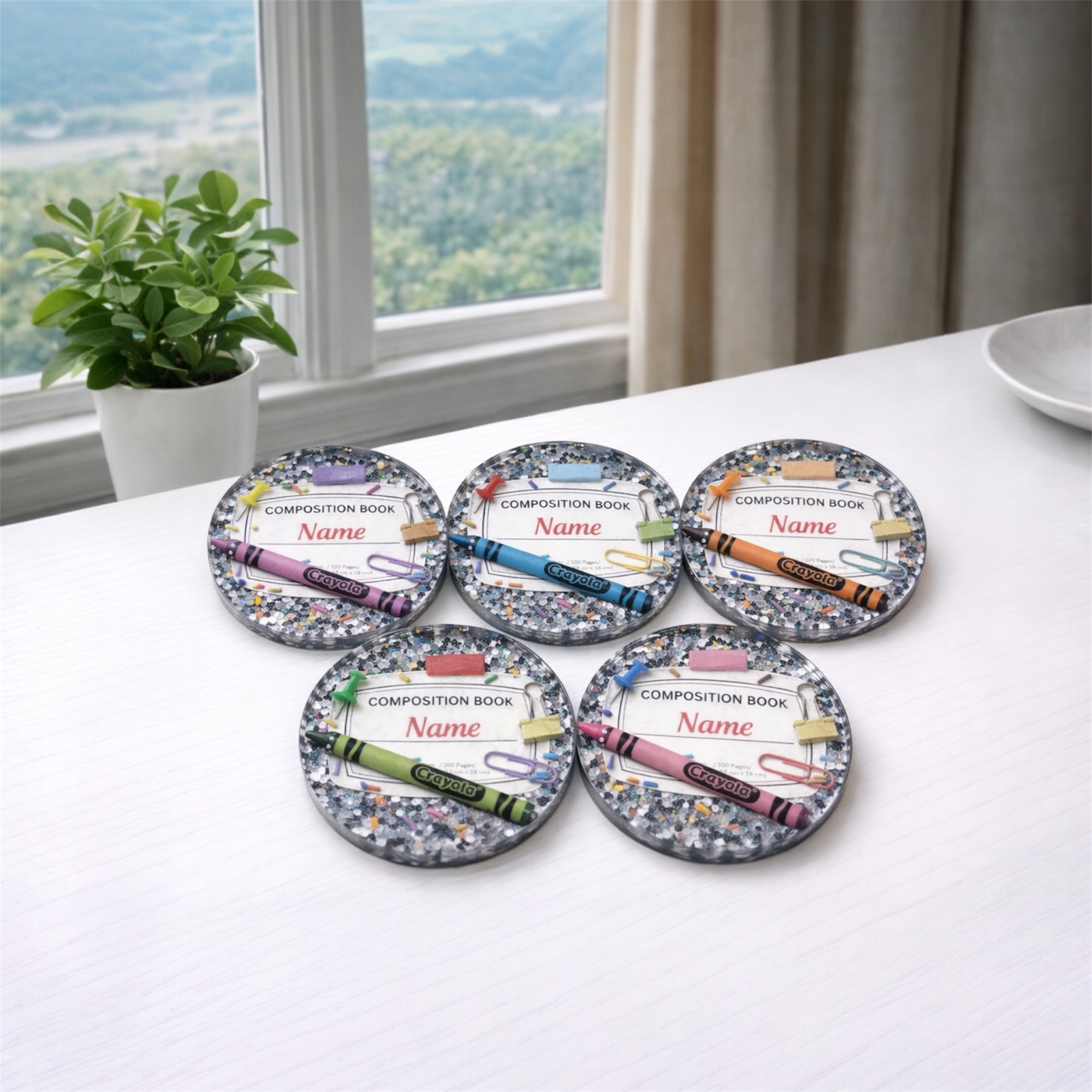 Custom Teacher Composition Epoxy Coasters