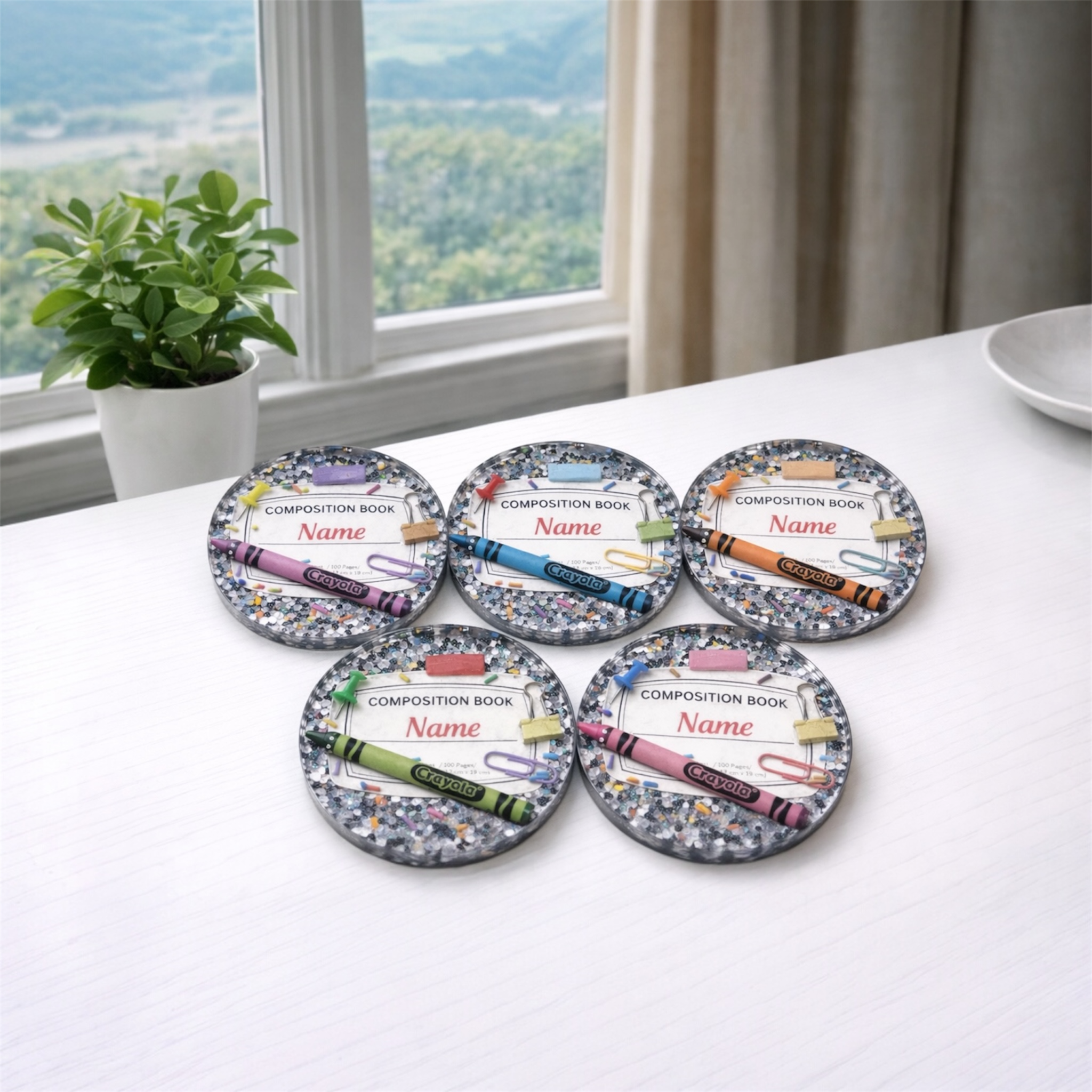 Custom Teacher Composition Epoxy Coasters