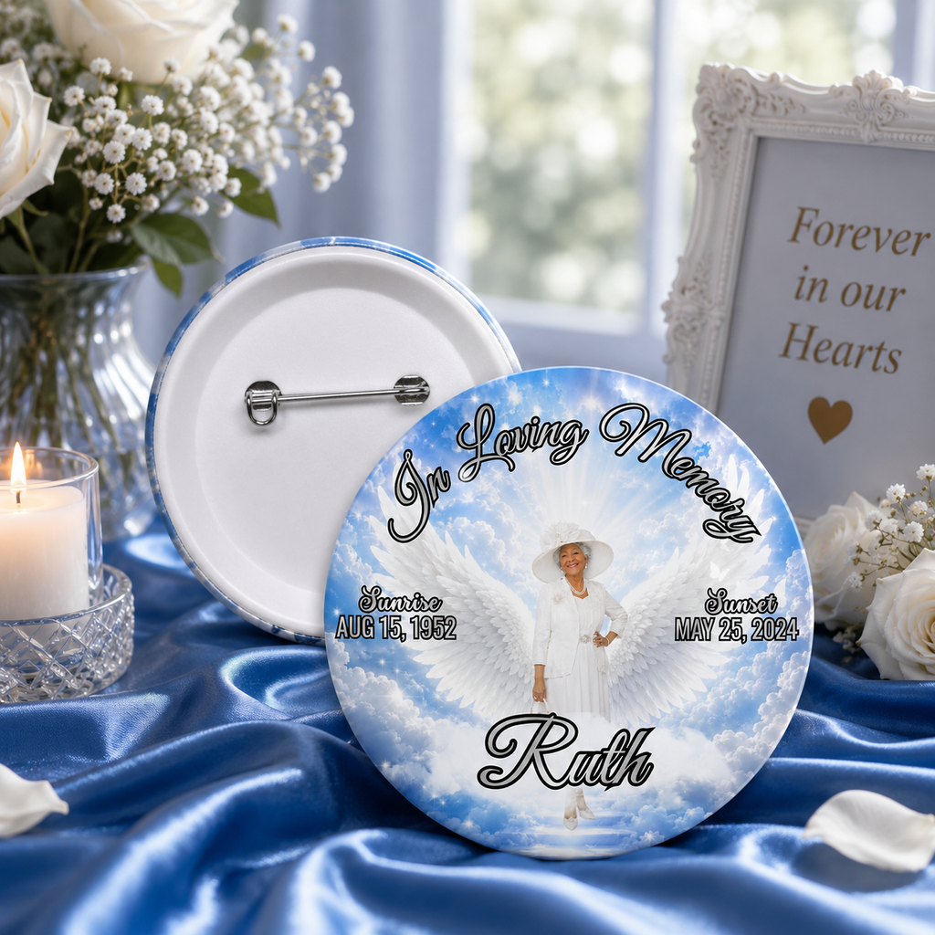 Custom Memorial Photo Button Pins