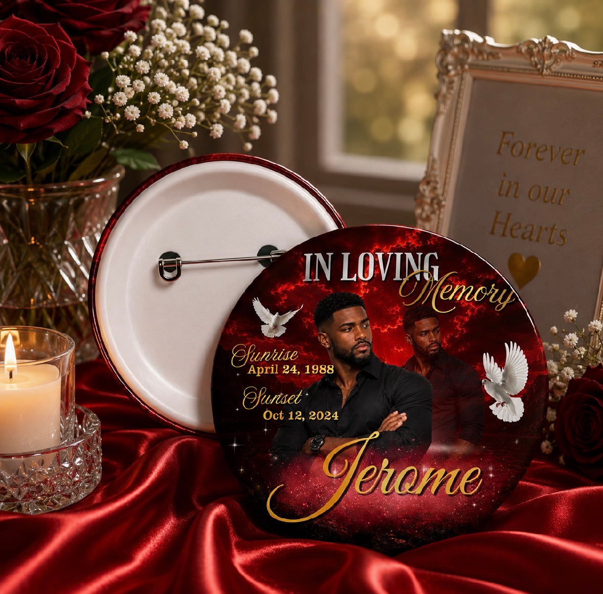 Custom Memorial Photo Buttons (Wholesale)