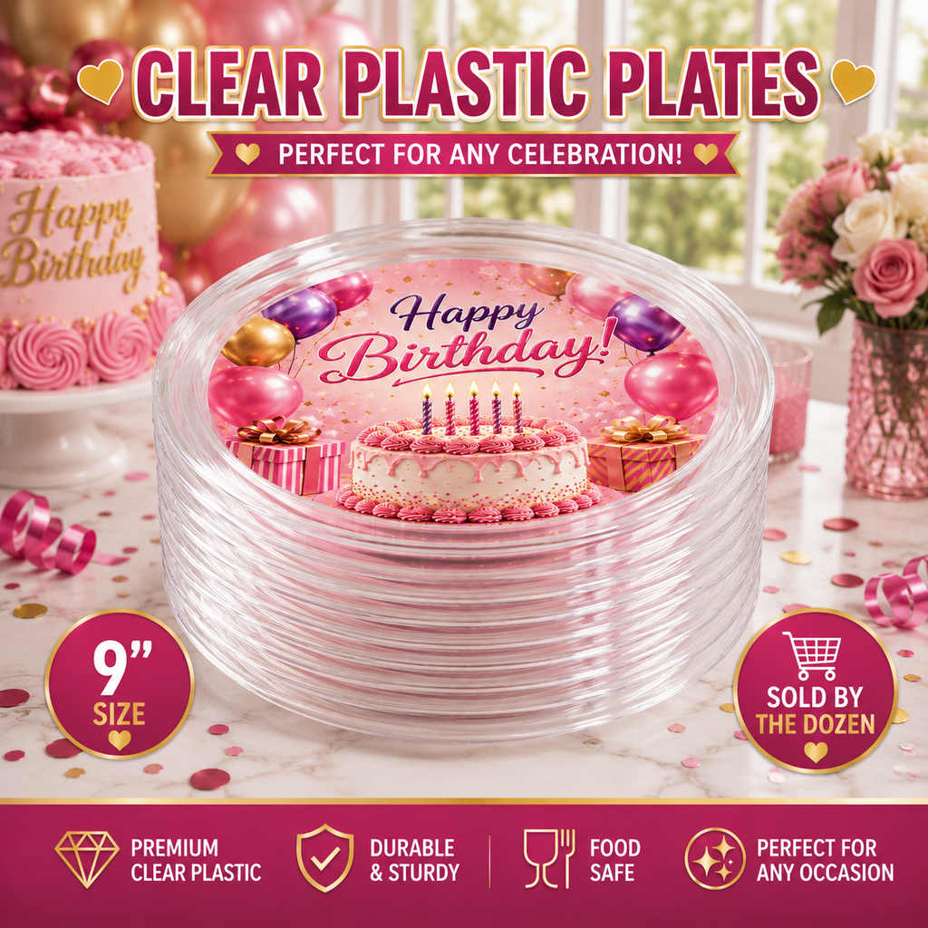 Custom Clear Plastic Party Plates (Wholesale)