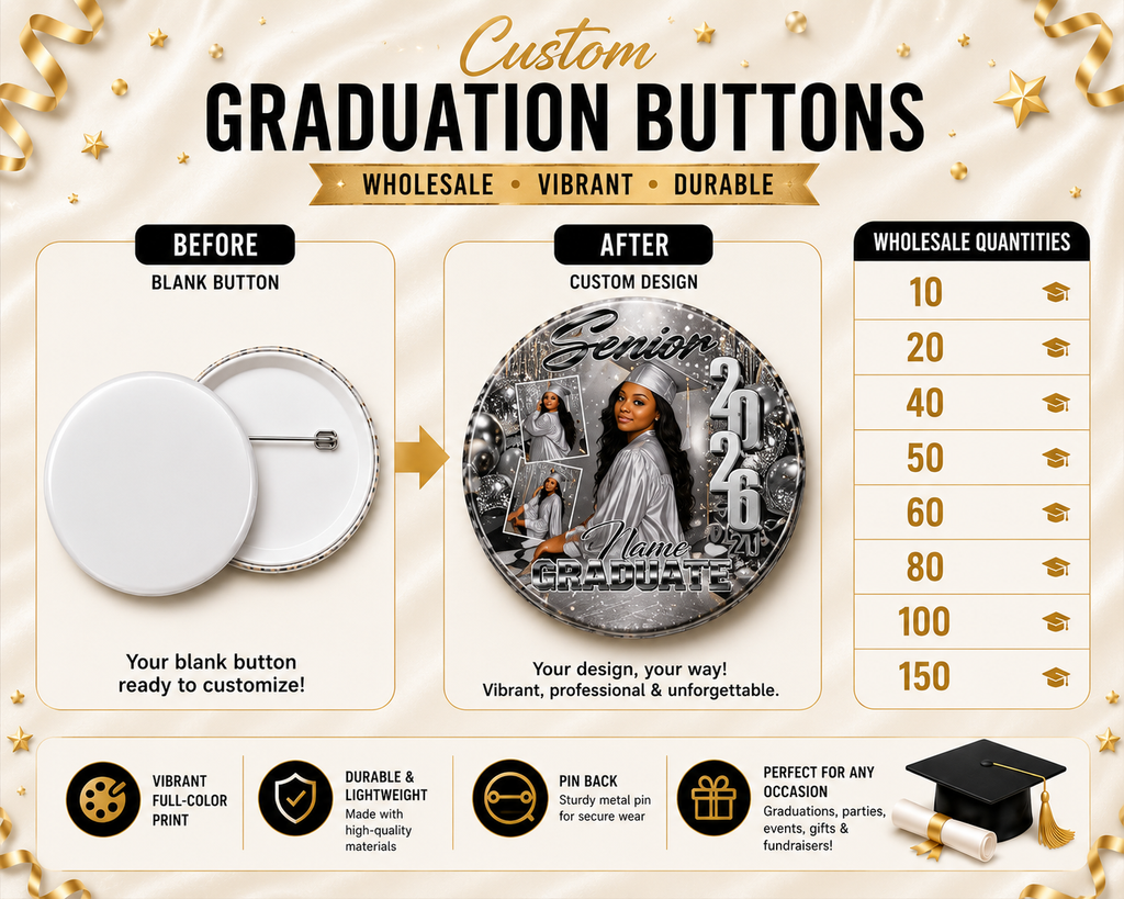 Custom Graduation Photo Buttons (wholesale)