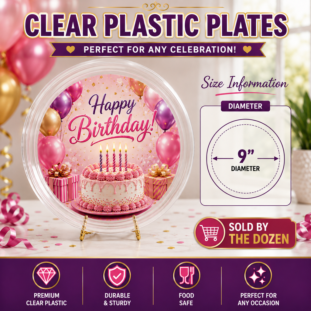 Custom Clear Plastic Party Plates (Wholesale)
