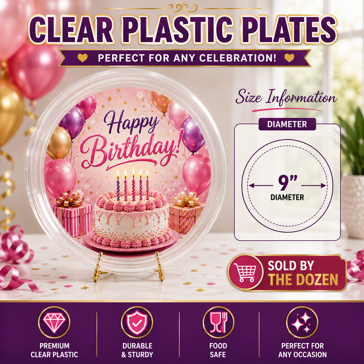 Custom Clear Plastic Party Plates (Wholesale)
