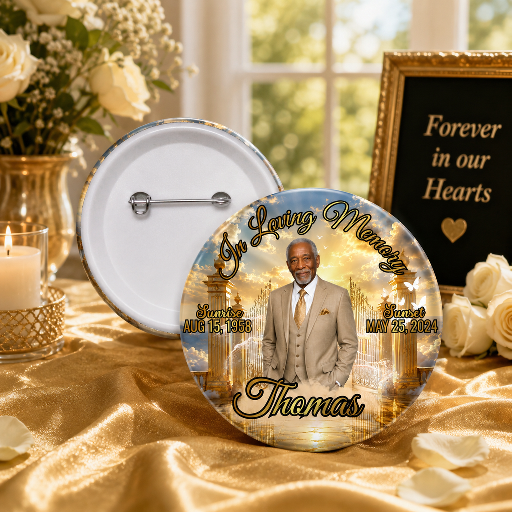 Custom Memorial Photo Button Pins