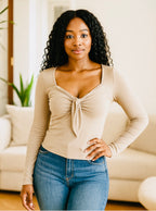 Taupe Elegance Wrap Top