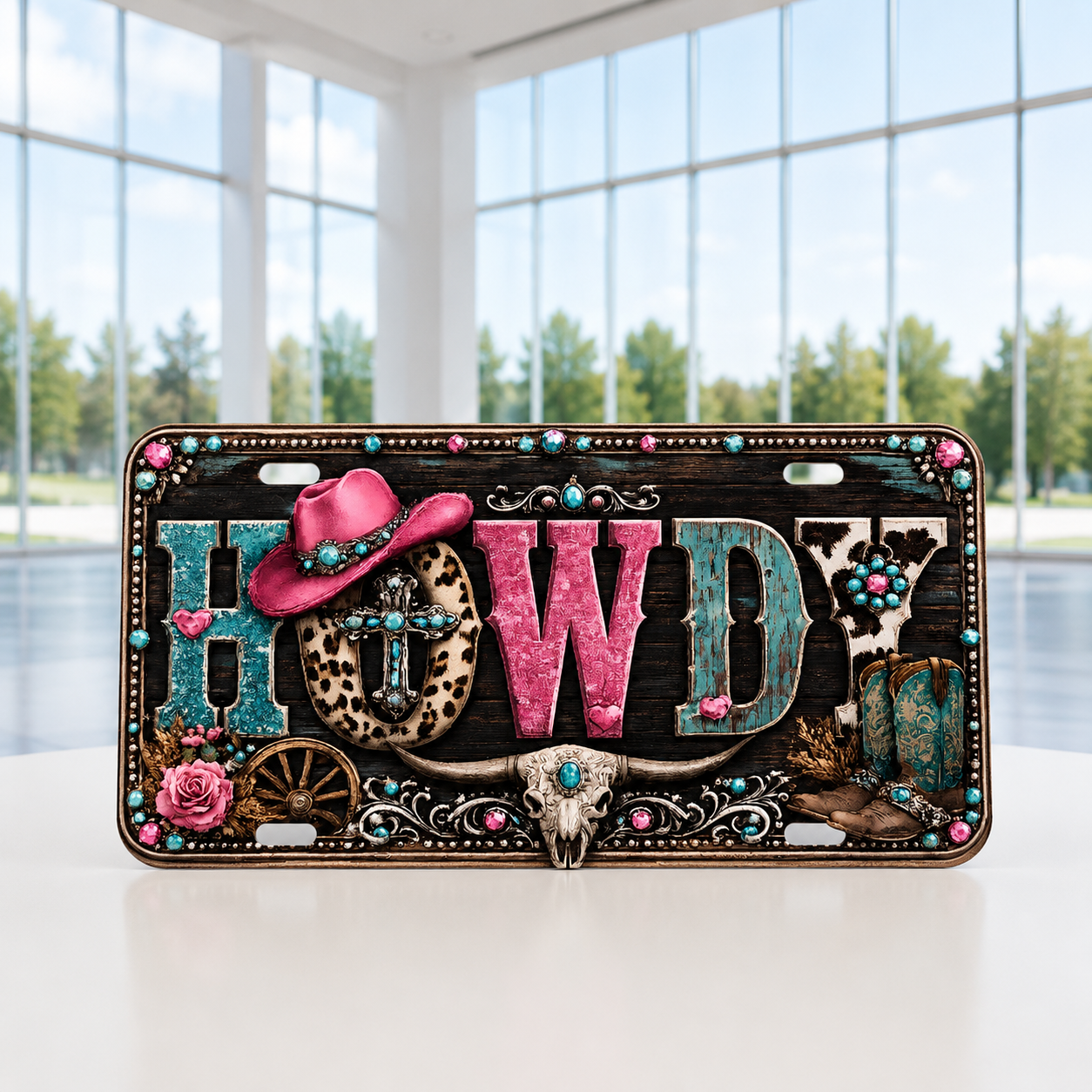 HOWDY Western Cowgirl License Plate