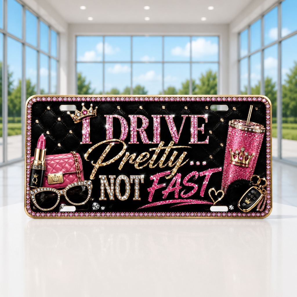 I Drive Pretty Not Fast License Plate