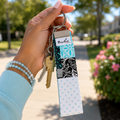 Aqua Haven Patchwork Wristlet Key Fob