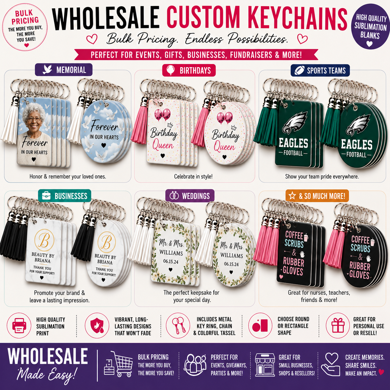 Custom Photo Keychains (Wholesale)