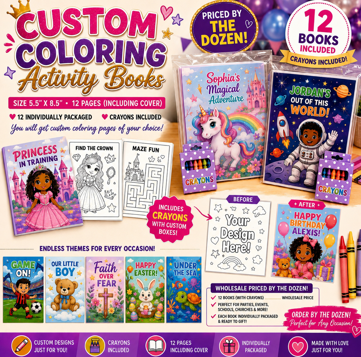 Custom Coloring Activity Book (Wholesale)
