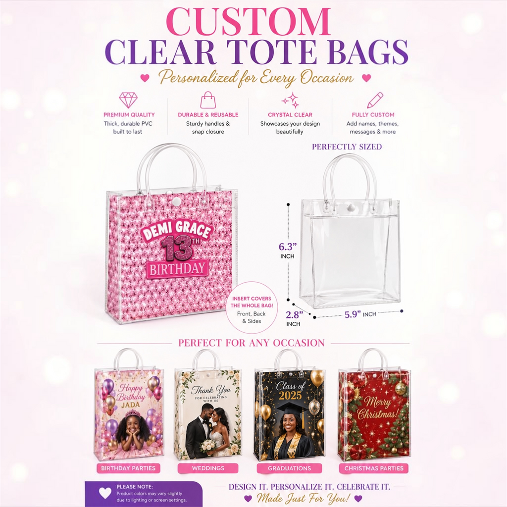 Custom Clear Gift Tote bags (Wholesale)