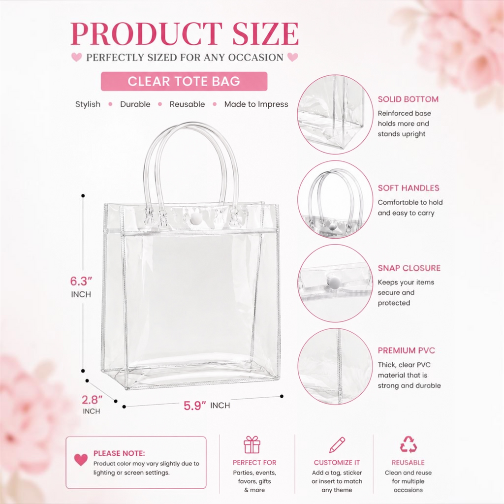 Custom Clear Gift Tote bags (Wholesale)