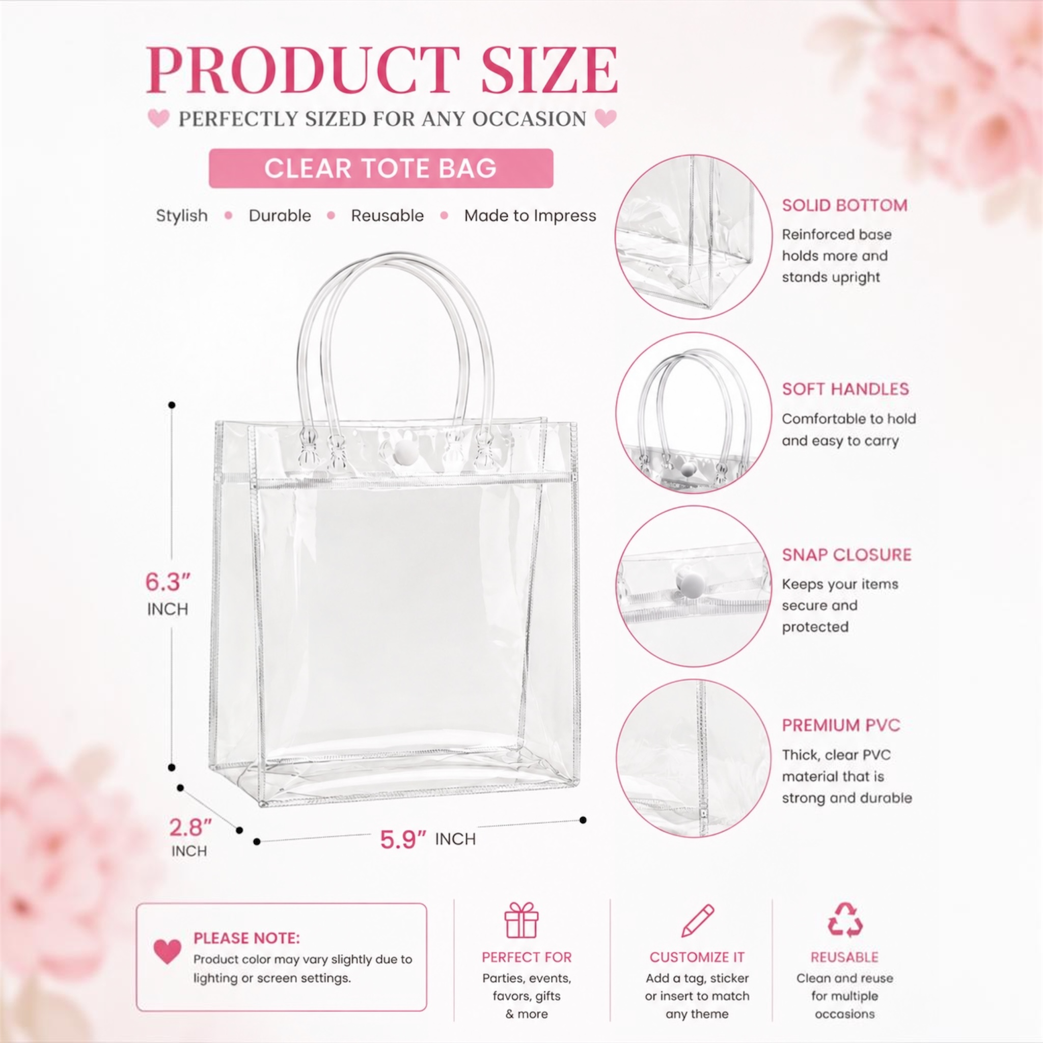 Custom Clear Gift Tote bags (Wholesale)