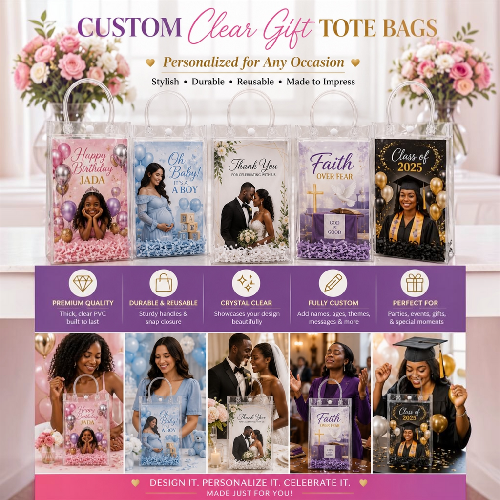 Custom Clear Gift Tote bags (Wholesale)