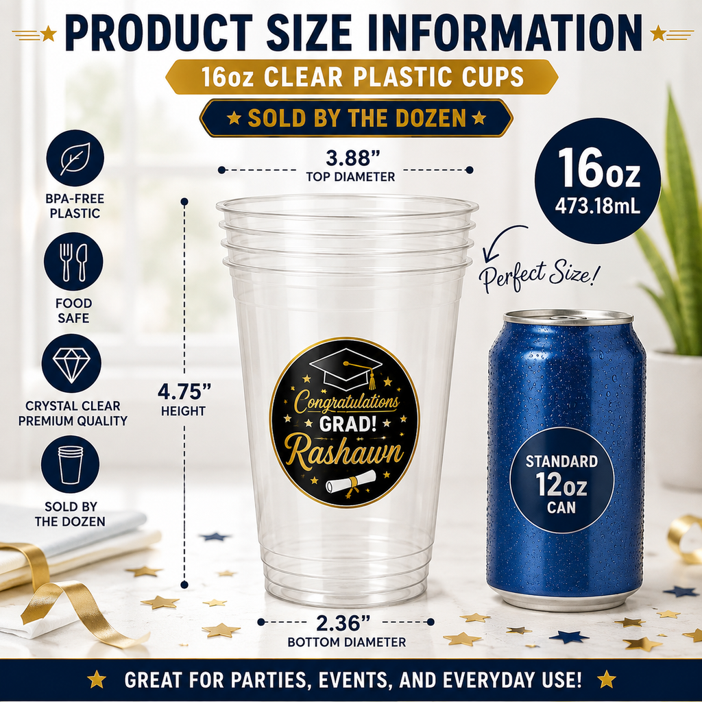 Custom 16oz Clear Party Cups (wholesale)