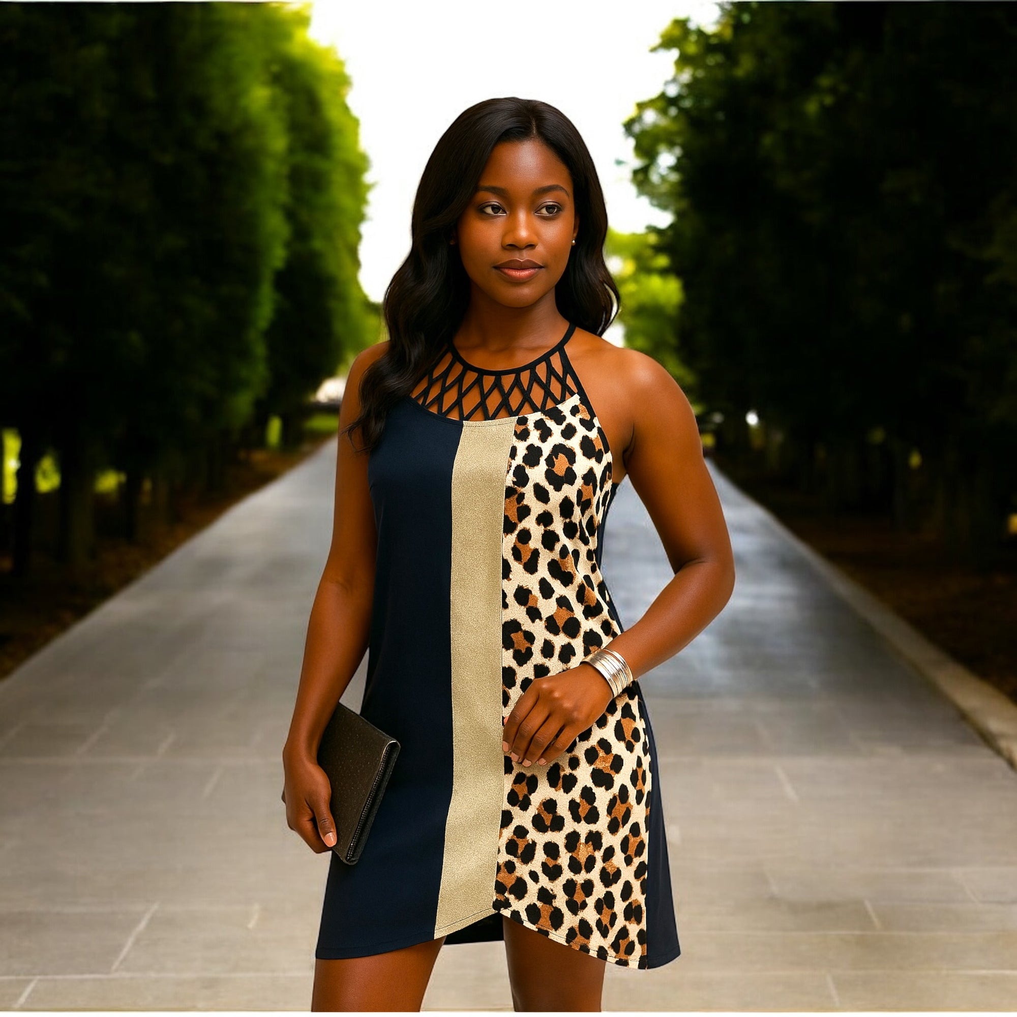 Leopard Breeze Mesh Sleeveless Dress