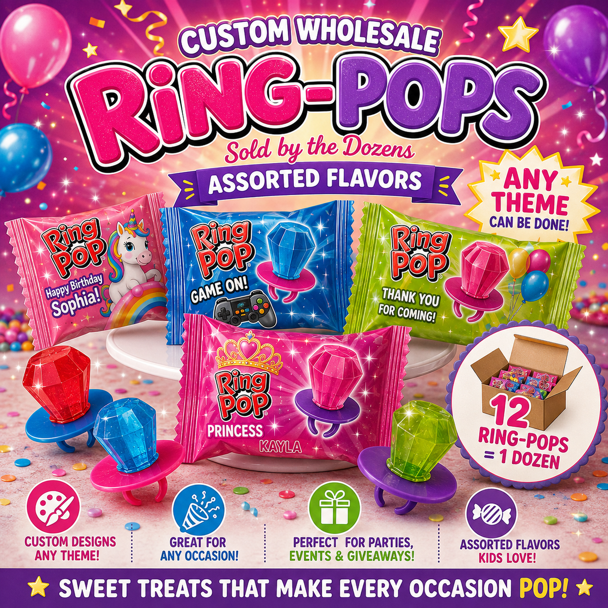 Custom Ring Pops (Wholesale)