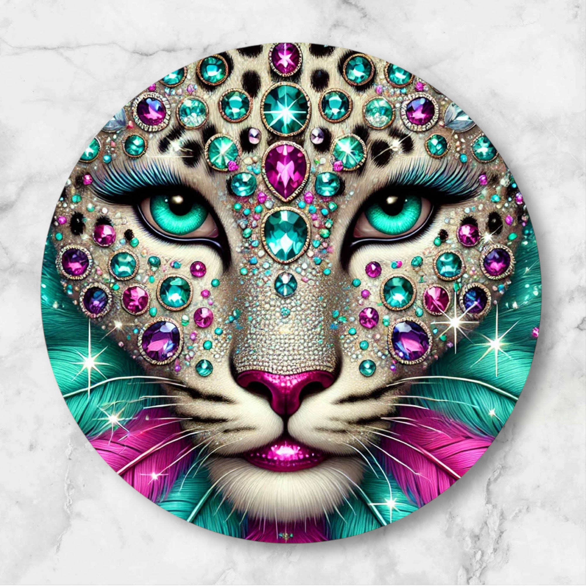 Glitz & Glam Feline Round mousepads