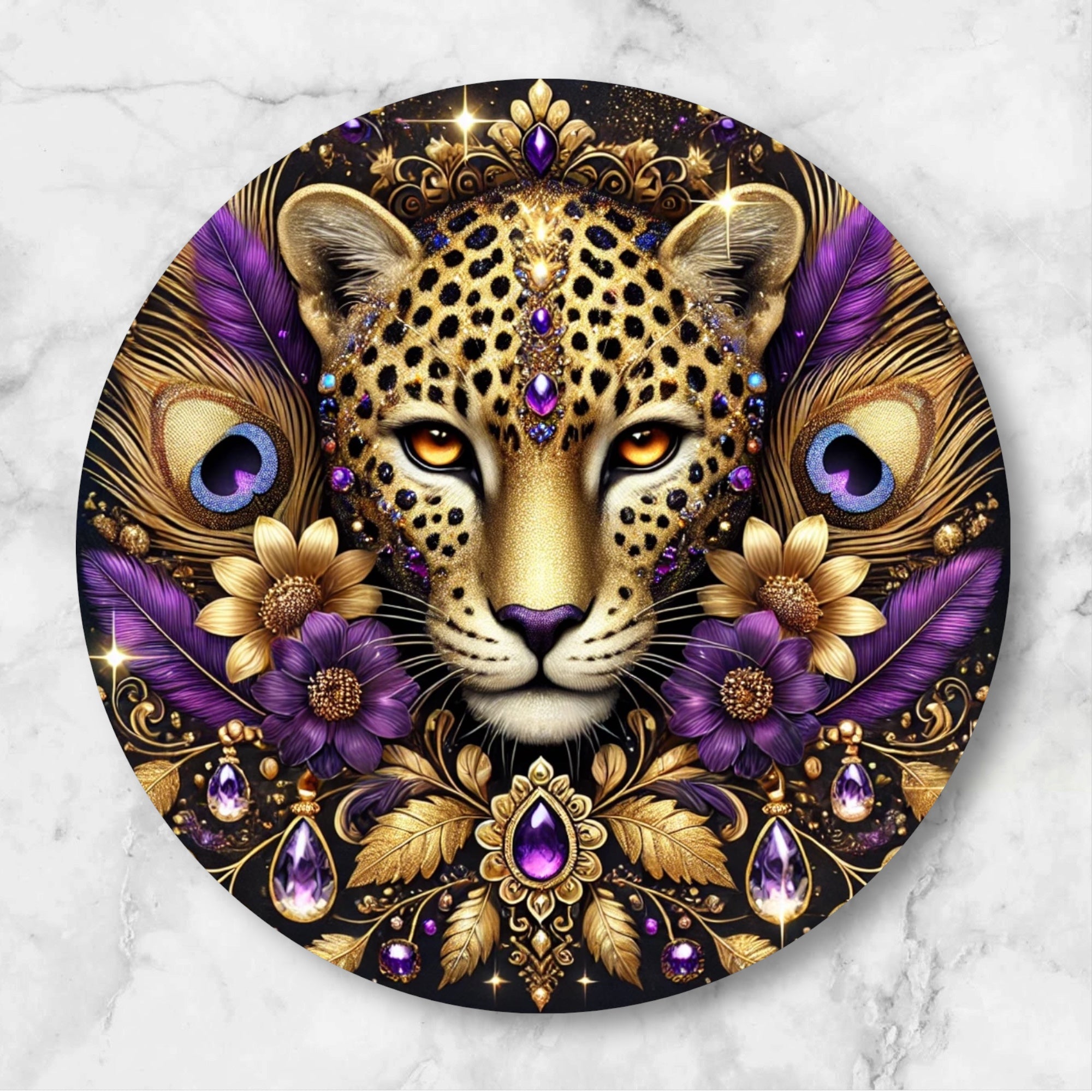 Glitz & Glam Feline Round mousepads
