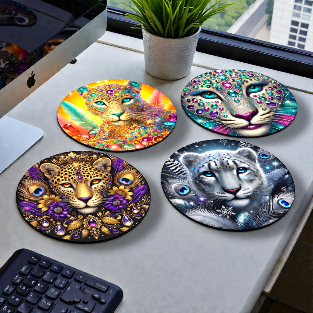 Glitz & Glam Feline Round mousepads