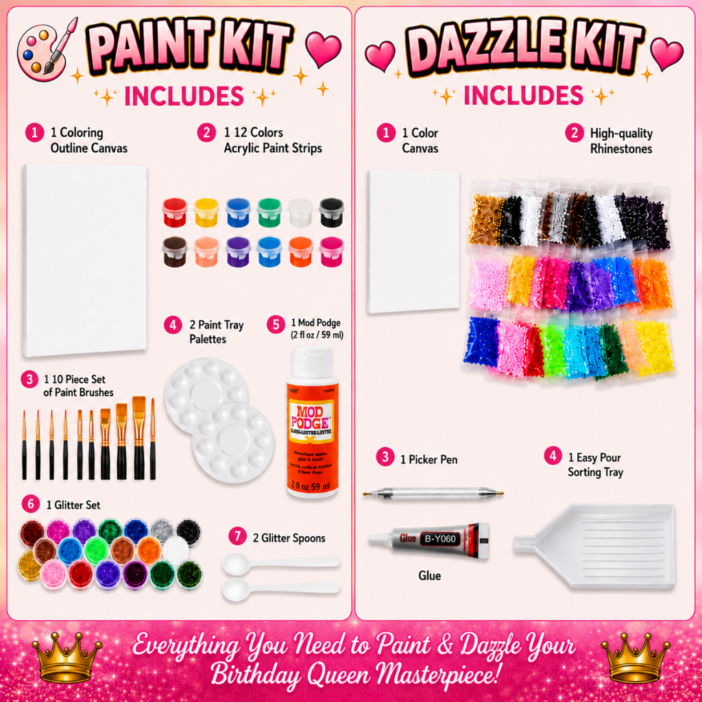 Birthday Queen Paint Or Dazzle Canvas Kit
