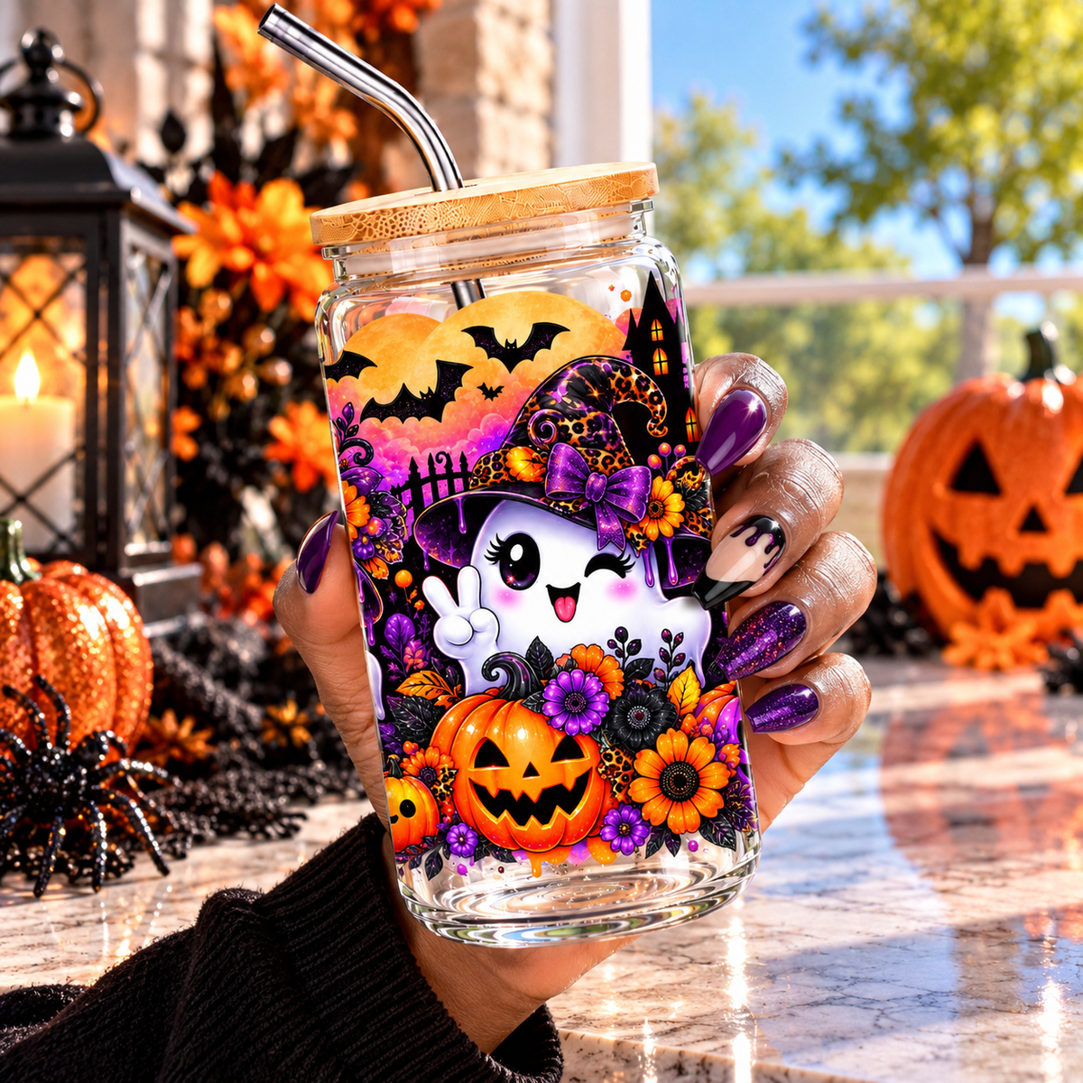 Halloween Ghost Glass Cup