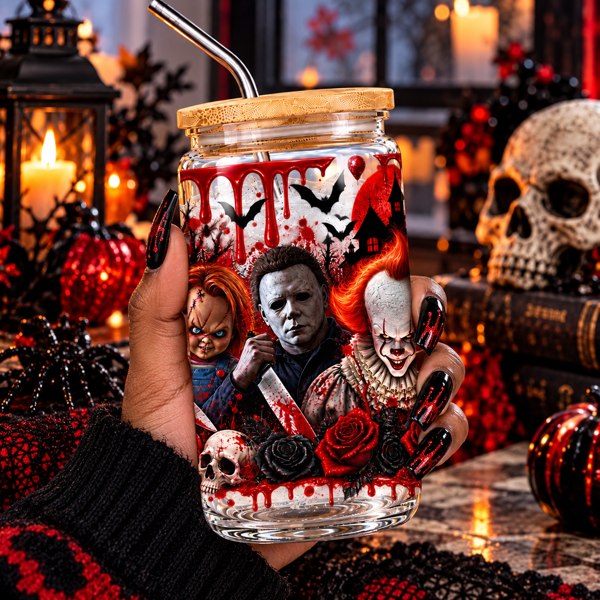Horror Icons Glass Cup