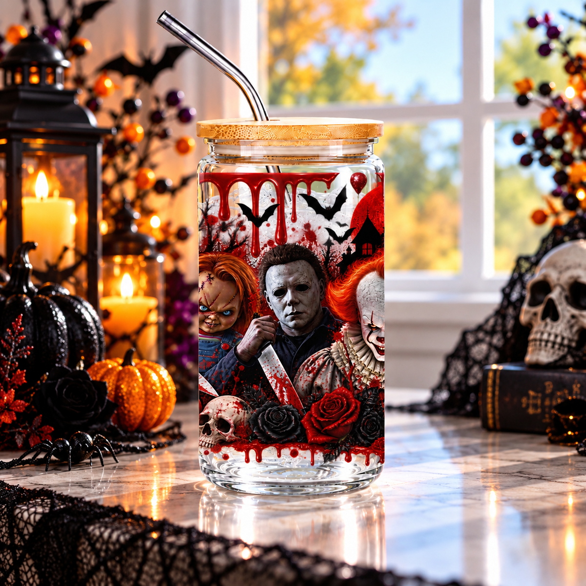 Horror Icons Glass Cup