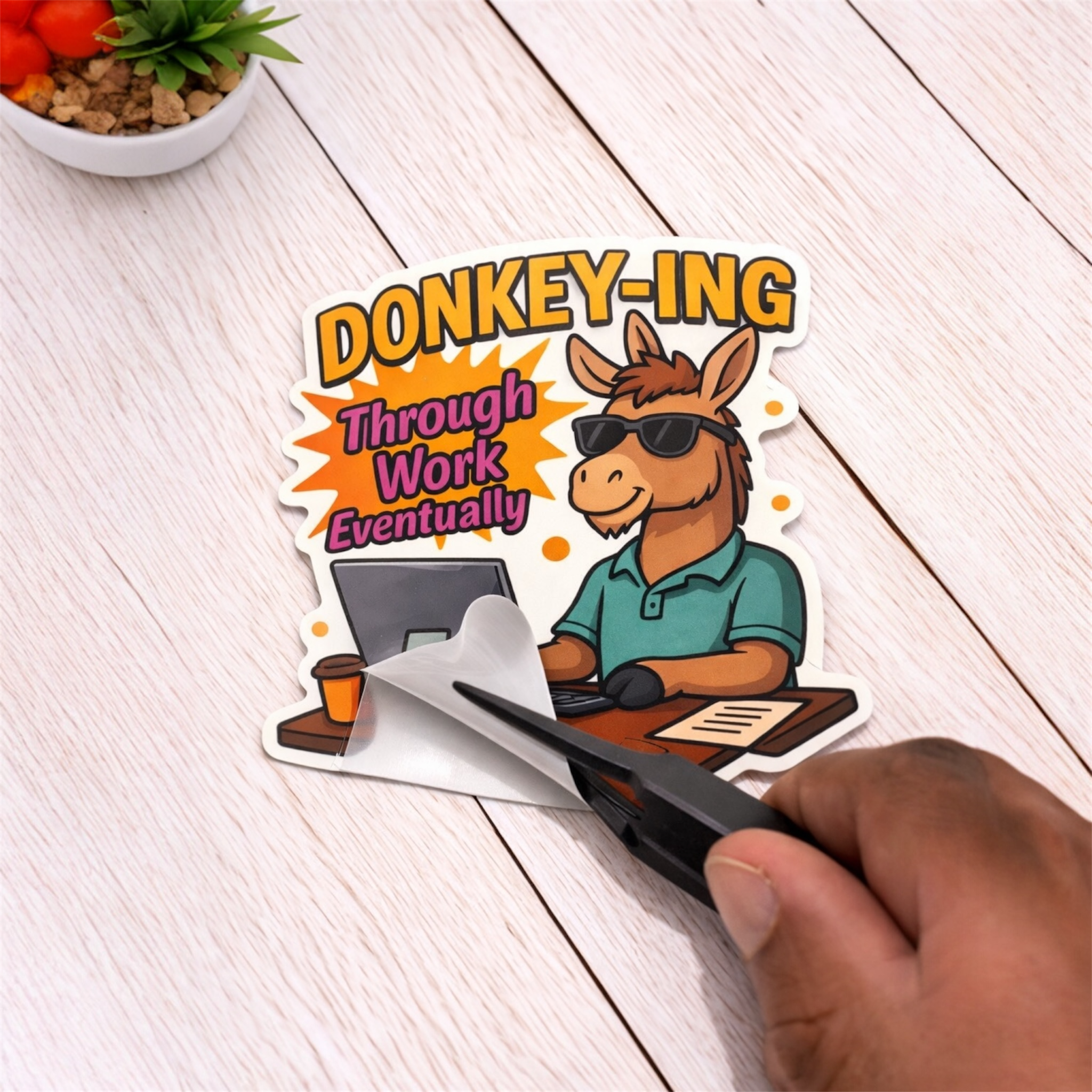 Donkey-Ing Through Work Sticker