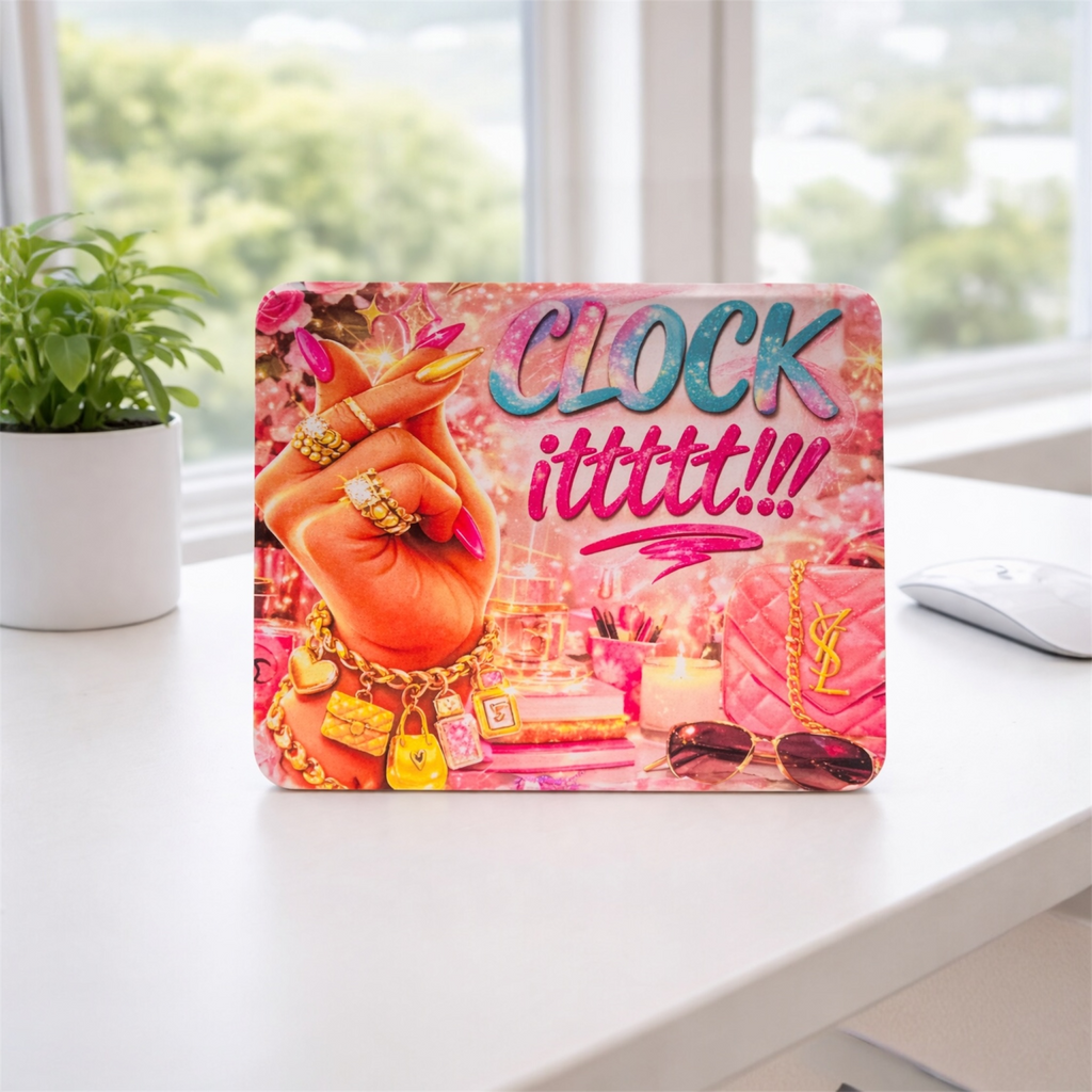 Clock It Square Mousepad